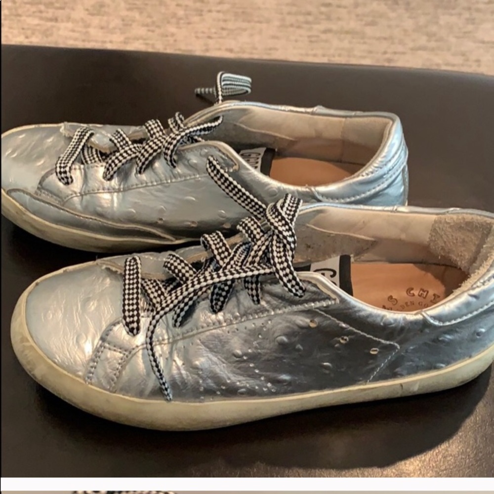 Golden Goose Silver Snakeskin Sneakers *Reposh*